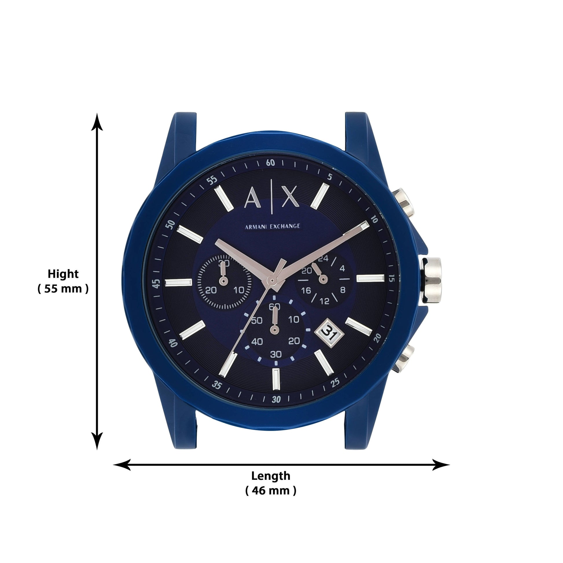  Shop Authentic Armani Exchange Outerbanks Chronograph Blue Dial Blue Silicone Strap Watch For Men - AX1327 - Luxxuri