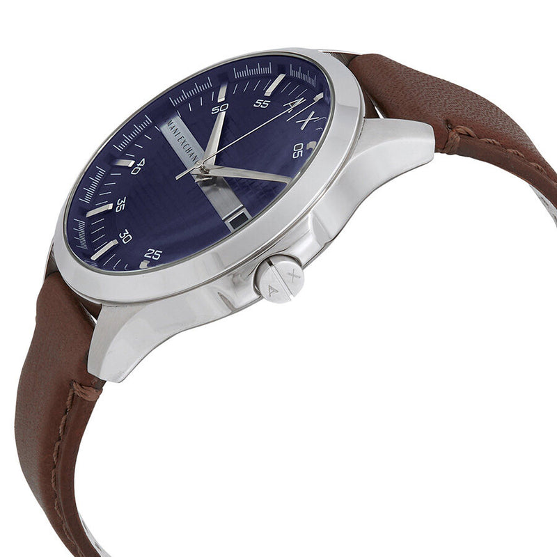  Shop Authentic Armani Exchange Hampton Chronograph Blue Dial Brown Leather Strap Watch For Men - AX2133 - Luxxuri