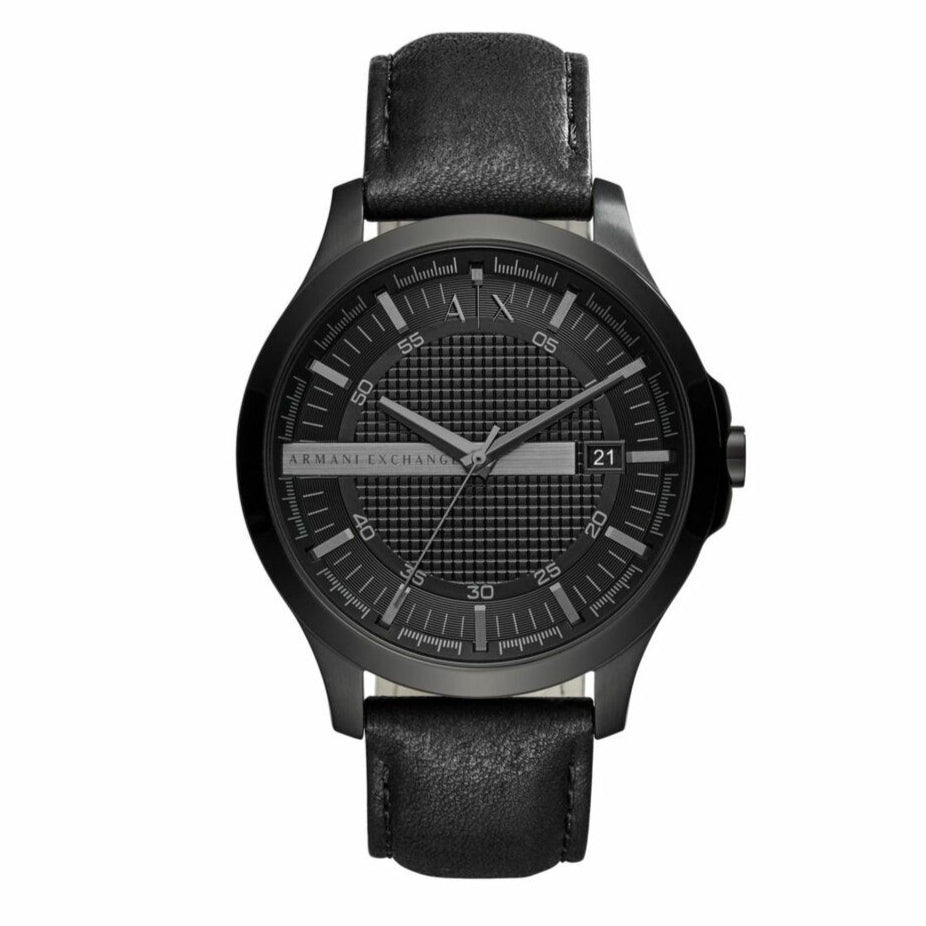  Shop Authentic Armani Exchange Hampton Chronograph Black Dial Black Leather Strap Watch For Men - AX2400 - Luxxuri