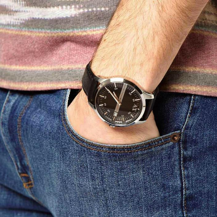  Shop Authentic Armani Exchange Hampton Chronograph Black Dial Black Leather Strap Watch For Men - AX2101 - Luxxuri