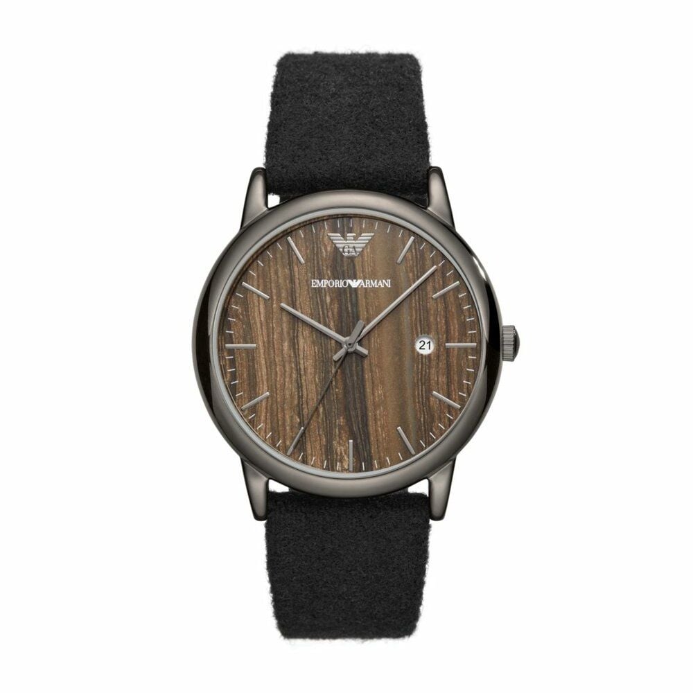  Shop Authentic Emporio Armani Luigi Analog Brown Dial Black Leather Strap Watch For Men - AR11156 - Luxxuri