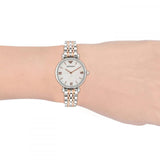  Shop Authentic Emporio Armani Gianni T-Bar Mother of Pearl Dial Two Tone Steel Strap Watch For Women - AR1987 - Luxxuri