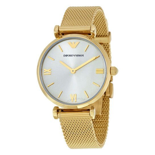  Shop Authentic Emporio Armani Retro Gold Dial Gold Mesh Bracelet Watch For Women - AR1957 - Luxxuri