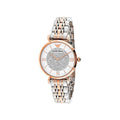 Emporio Armani Gianni T Bar White Dial Two Tone Steel Strap Watch For Women - AR1926