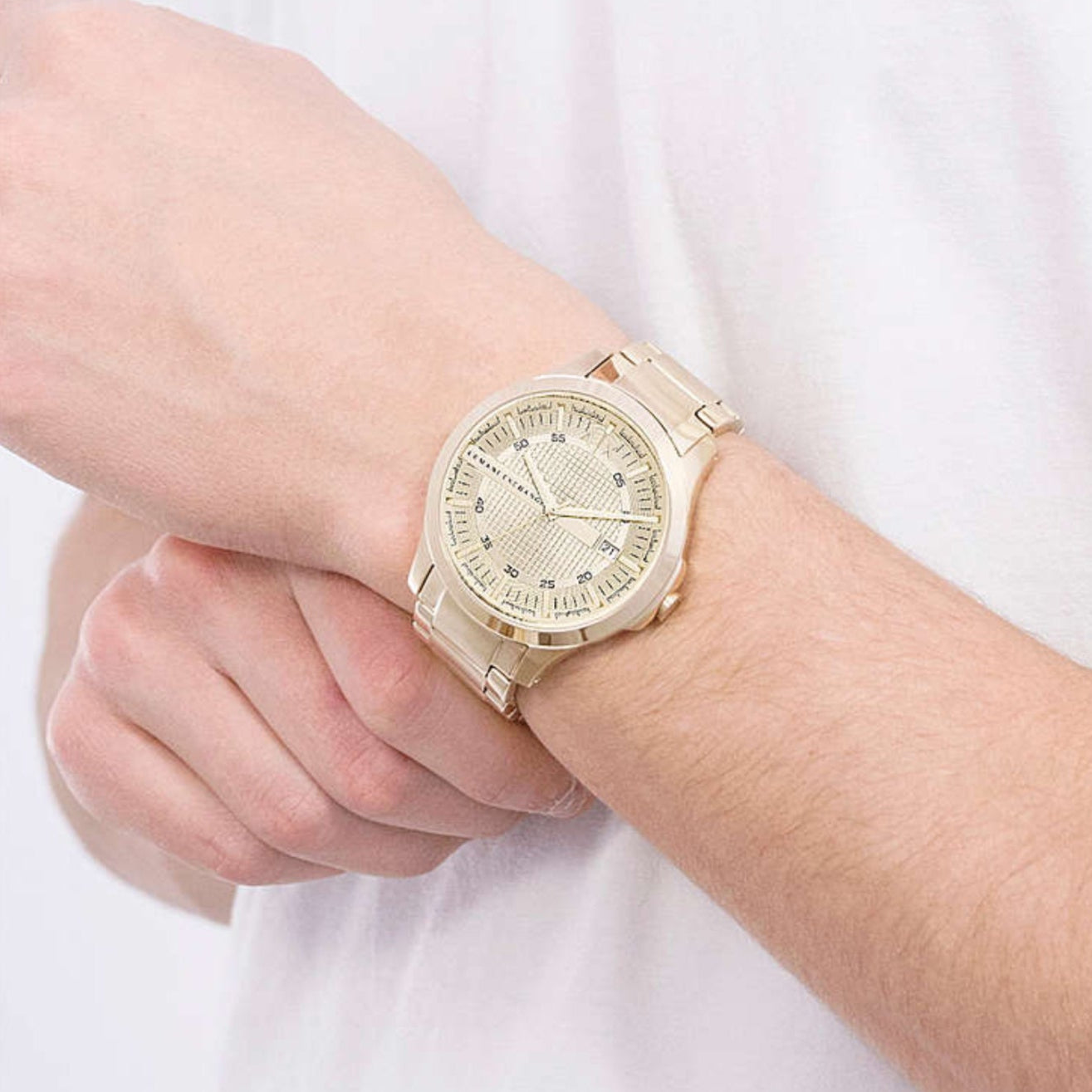  Shop Authentic Armani Exchange Hampton Chronograph Gold Dial Gold Steel Strap Watch For Men - AX2415 - Luxxuri