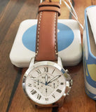  Shop Authentic Fossil Grant Chronograph White Dial Brown Leather Strap Watch for Men - FS5060 - Luxxuri