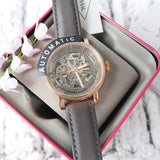  Shop Authentic Fossil Boyfriend Automatic Skeleton Grey Dial Grey Leather Strap Watch for Women - ME3089 - Luxxuri
