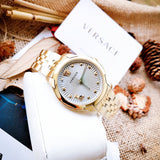  Shop Authentic Versace Audrey Quartz Grey Dial Gold Steel Strap Watch for Women - VELR00719 - Luxxuri