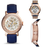  Shop Authentic Fossil Original Boyfriend Skeleton White Dial Blue Leather Strap Watch for Women - ME3086 - Luxxuri