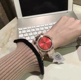  Shop Authentic Michael Kors Darci Red DIal Rose Gold Stainless Steel Strap Watch for Women - MK3378 - Luxxuri