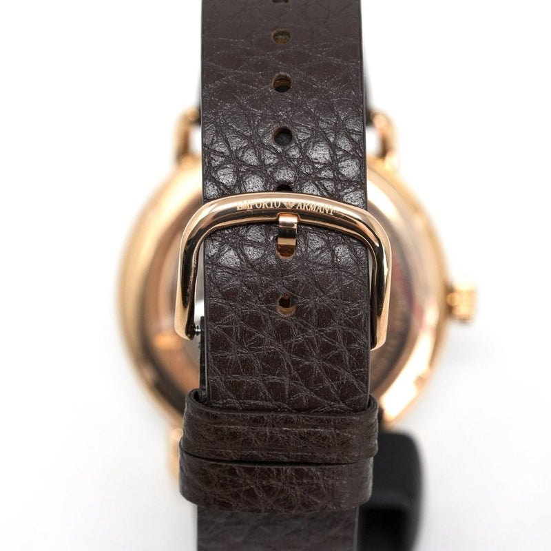  Shop Authentic Emporio Armani Meccanico Automatic White Dial Brown Leather Strap Watch For Men - AR60027 - Luxxuri