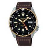  Shop Authentic Seiko 5 Sports SKX GMT Automatic Mocha Black Dial Brown Leather Strap Watch For Men - SSK036K1 - Luxxuri