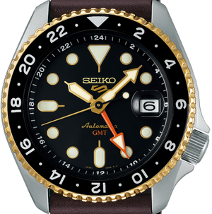  Shop Authentic Seiko 5 Sports SKX GMT Automatic Mocha Black Dial Brown Leather Strap Watch For Men - SSK036K1 - Luxxuri