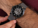  Shop Authentic Fossil Neutra Automatic Skeleton Black Dial Grey Mesh Strap Watch for Men - ME3185 - Luxxuri