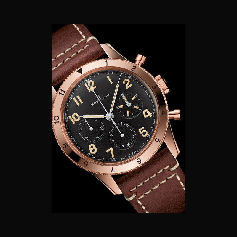  Shop Authentic Breitling Avi 1953 Edition Black Dial Brown Leather Strap Watch for Men - RB0920131B1X1 - Luxxuri