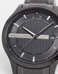Armani Exchange Hampton Chronograph Black Dial Black Steel Strap Watch For Men - AX2104
