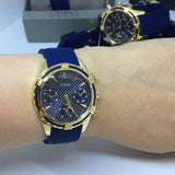  Shop Authentic Guess Catalina Blue Gold Tone Blue Silicone Strap Watch For Women - W0562L2 - Luxxuri