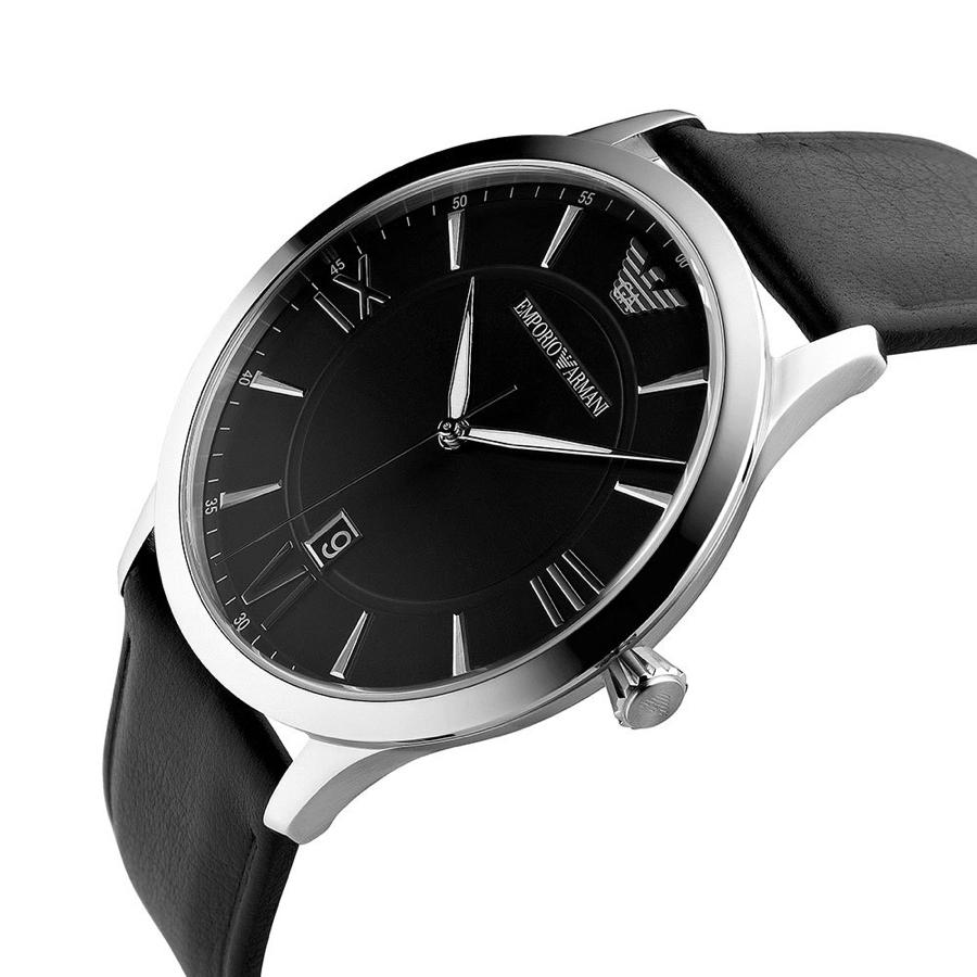  Shop Authentic Emporio Armani Giovanni Analog Black Dial Black Leather Strap Watch For Men - AR11210 - Luxxuri