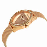  Shop Authentic Guess Tri Glitz Quartz Diamonds Rose Gold Dial Rose Gold Mesh Bracelet Watch For Women - W1142L4 - Luxxuri