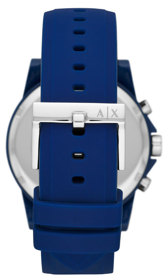  Shop Authentic Armani Exchange Outerbanks Chronograph Blue Dial Blue Silicone Strap Watch For Men - AX1327 - Luxxuri