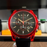  Shop Authentic Armani Exchange Outerbanks Chronograph Black Dial Black Silicone Strap Watch For Men - AX1338 - Luxxuri