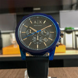  Shop Authentic Armani Exchange Outerbanks Chronograph Black Dial Black Silicone Strap Watch For Men - AX1339 - Luxxuri