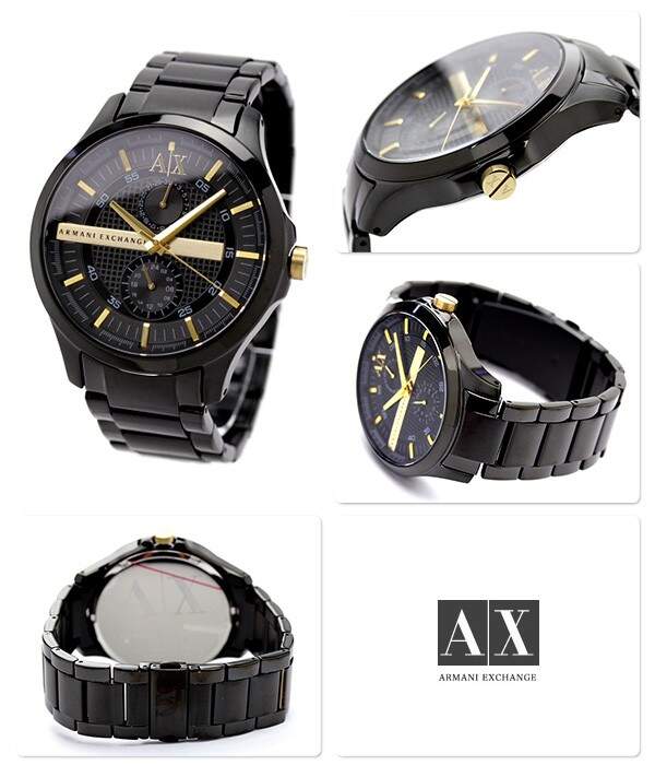 Armani Exchange Hampton Chronograph Black Dial Black Steel Strap Watch For Men - AX2121