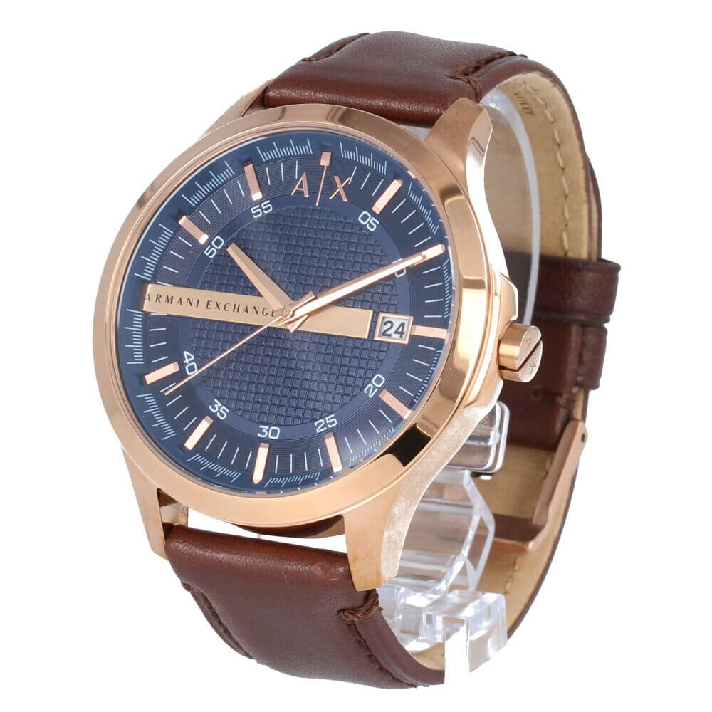 Shop Authentic Armani Exchange Hampton Chronograph Blue Dial Brown Leather Strap Watch For Men - AX2172 - Luxxuri