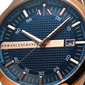  Shop Authentic Armani Exchange Hampton Chronograph Blue Dial Brown Leather Strap Watch For Men - AX2172 - Luxxuri