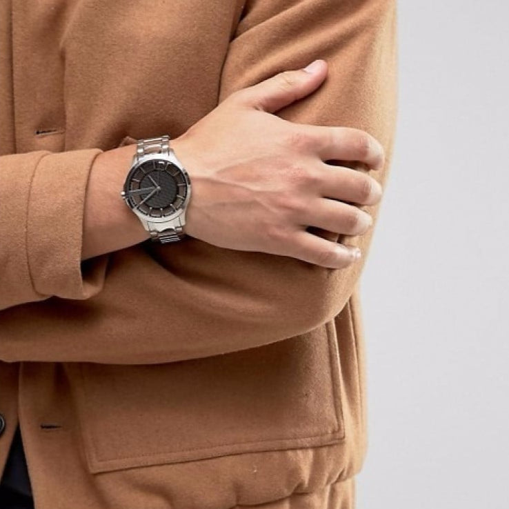  Shop Authentic Armani Exchange Hampton Chronograph Black Dial Silver Steel Strap Watch For Men - AX2179 - Luxxuri