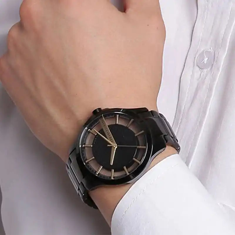  Shop Authentic Armani Exchange Hampton Chronograph Black Dial Black Steel Strap Watch For Men - AX2192 - Luxxuri