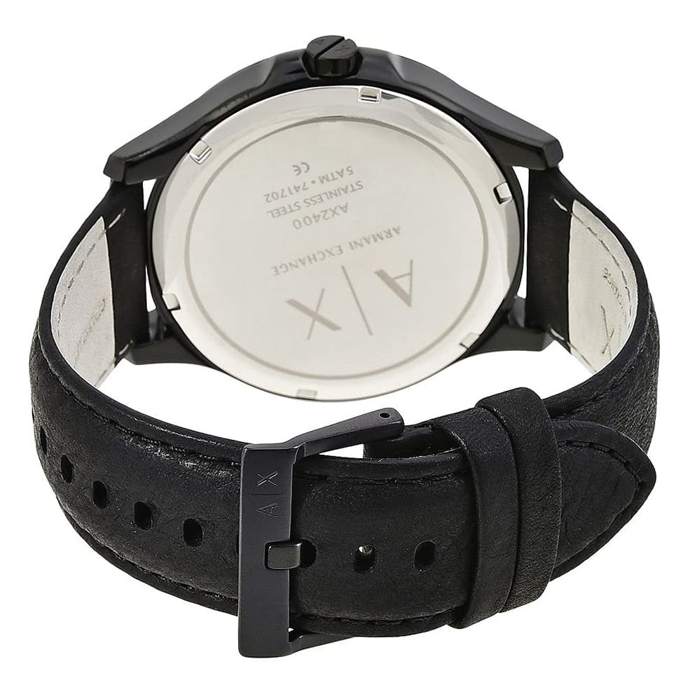  Shop Authentic Armani Exchange Hampton Chronograph Black Dial Black Leather Strap Watch For Men - AX2400 - Luxxuri