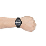  Shop Authentic Armani Exchange Hampton Quartz Blue Dial Black Leather Strap Watch for Men - AX2411 - Luxxuri