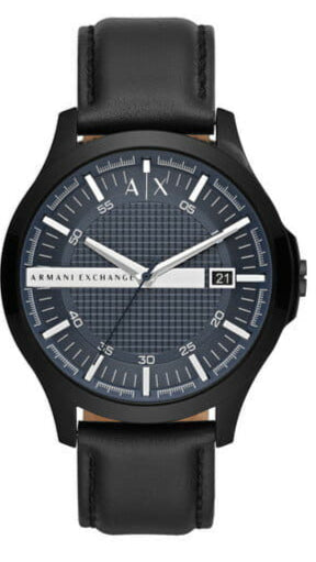  Shop Authentic Armani Exchange Hampton Quartz Blue Dial Black Leather Strap Watch for Men - AX2411 - Luxxuri