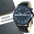  Shop Authentic Armani Exchange Hampton Quartz Blue Dial Black Leather Strap Watch for Men - AX2411 - Luxxuri