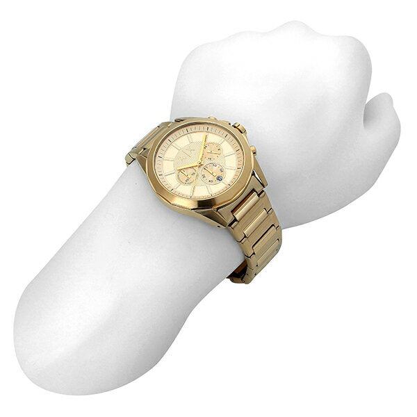 Armani Exchange Drexler Chronograph Gold Dial Gold Steel Strap Watch For Men - AX2602