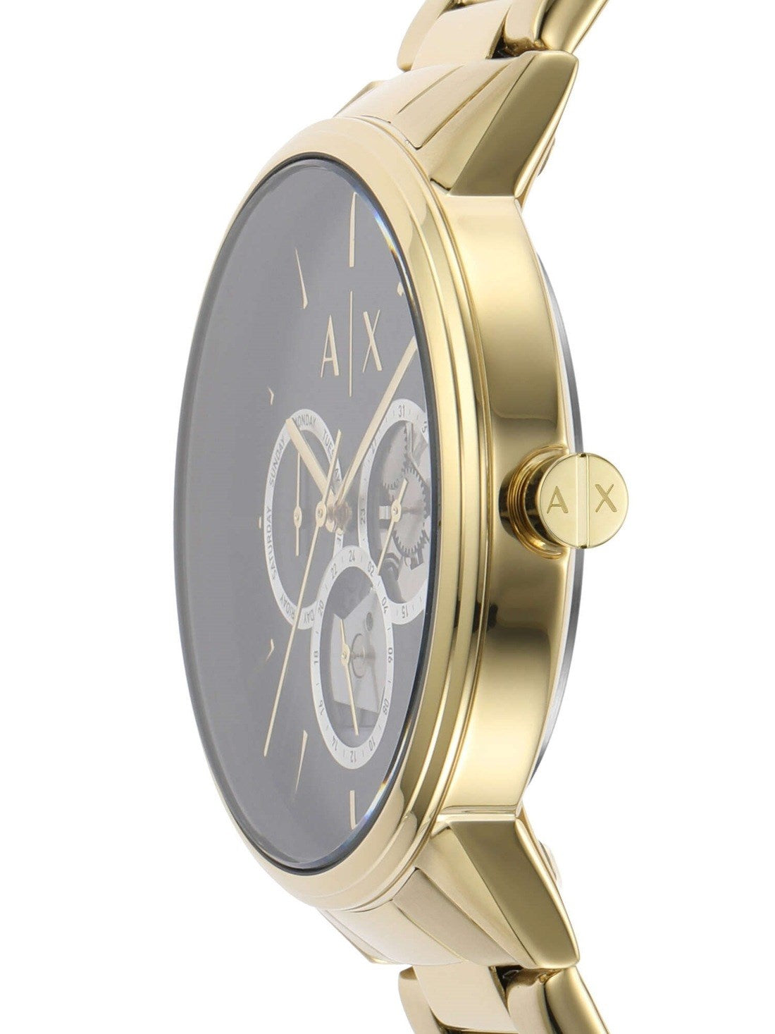  Shop Authentic Armani Exchange Cayde Chronograph Black Dial Gold Steel Strap Watch for Men - AX2747 - Luxxuri