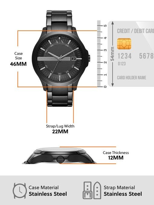  Shop Authentic Armani Exchange Hampton Black Dial Black Steel Strap Watch For Men - AX7101 - Luxxuri