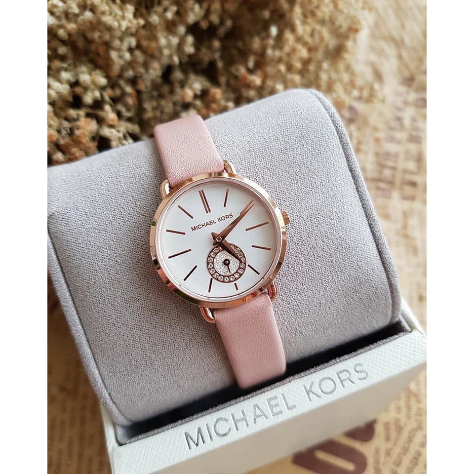  Shop Authentic Michael Kors Petite Portia Silver Dial Pink Rubber Strap Watch For Women - MK2735 - Luxxuri