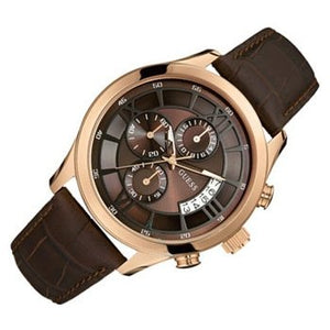  Shop Authentic Guess Analog Chronograph Brown Dial Brown Leather Strap Watch For Men - W14052G2 - Luxxuri