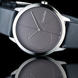  Shop Authentic Calvin Klein Minimal Grey Dial Black Leather Strap Watch for Men - K3M221C3 - Luxxuri