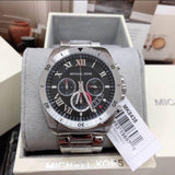  Shop Authentic Michael Kors Brecken Chronograph Quartz Black Dial Silver Steel Strap Watch For Men - MK8438 - Luxxuri