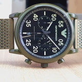  Shop Authentic Emporio Armani Luigi Quartz Chronograph Black Dial Green Mesh Bracelet Watch For Men - AR11115 - Luxxuri