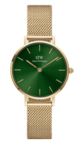  Shop Authentic Daniel Wellington Petite Emerald Green Dial Gold Mesh Strap Watch For Women - DW00100481 - Luxxuri
