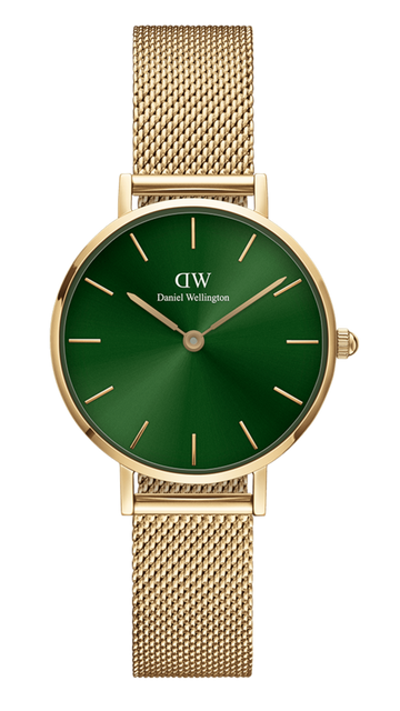  Shop Authentic Daniel Wellington Petite Emerald Green Dial Gold Mesh Strap Watch For Women - DW00100481 - Luxxuri