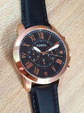  Shop Authentic Fossil Grant Chronograph Grey Dial Black Leather Strap Watch for Men - FS5085 - Luxxuri