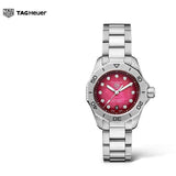  Shop Authentic Tag Heuer Aquaracer Professional 200 Automatic Diamond Ruby Red Dial Silver Steel Strap Watch for Women - WBP2414.BA0622 - Luxxuri