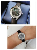  Shop Authentic Swarovski Lovely Crystals Mother of Pearl Black Dial Black Leather Strap Watch for Women - 5242898 - Luxxuri