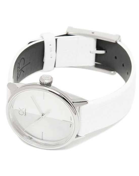 Shop Authentic Calvin Klein Accent White Dial White Leather Strap Watch for Women - K2Y2Y1K6 - Luxxuri