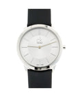  Shop Authentic Calvin Klein Minimal Silver Dial Black Leather Strap Watch for Women - K3M221C6 - Luxxuri